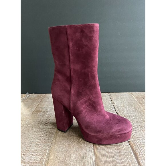 Stuart Weitzman Red/Burgundy Suede Platform Boots Size 9.5 - Picture 3 of 8